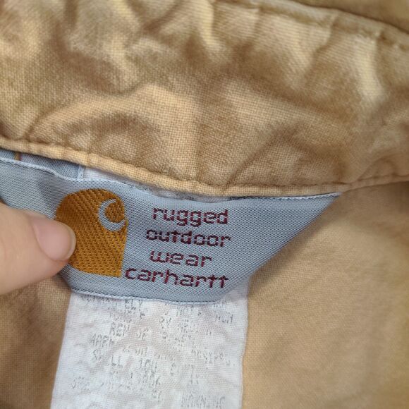 Carhartt Rugged Outdoor Wear Men's Button-Down Shirt Tan Large Vintage - Picture 9 of 13